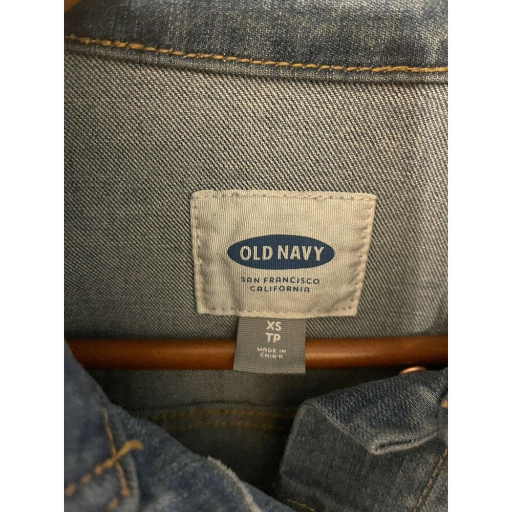 Old Navy Trucker Jean Jacket Sz XS Blue Stretch Denim Light Wash EUC - Picture 3 of 6